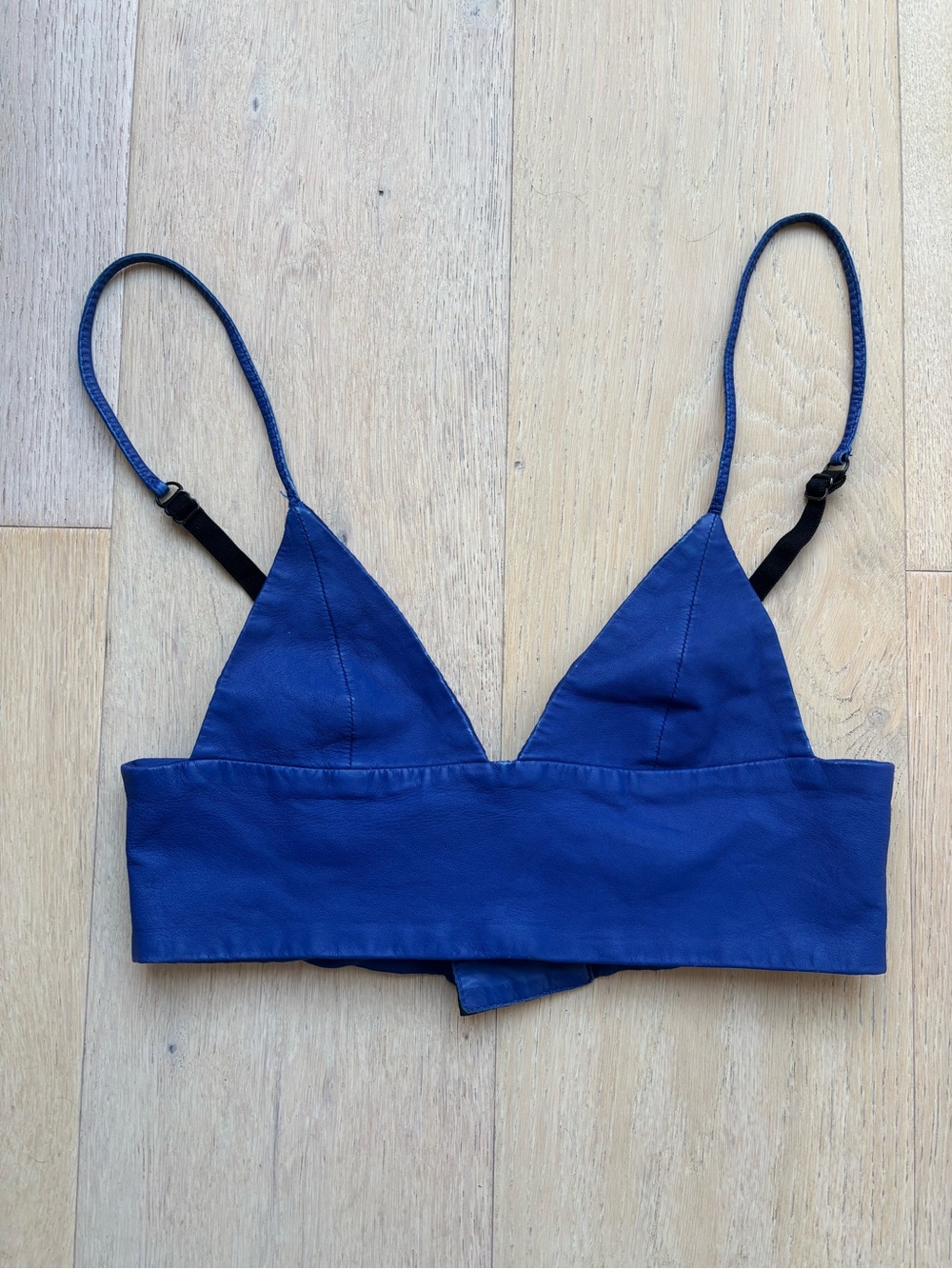 Alexander Wang Royal Blue Triangle Bralette with Black Adjustable Straps